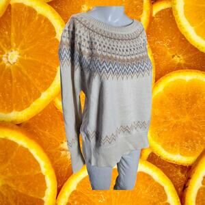 Calvin‎ Klein Jeans Women’s Crew Neck Patterned Pullover Knitwear Sweater Size L
